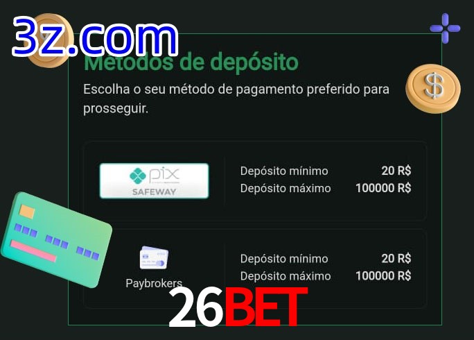 O cassino 26BET oferece uma grande variedade de métodos de pagamento